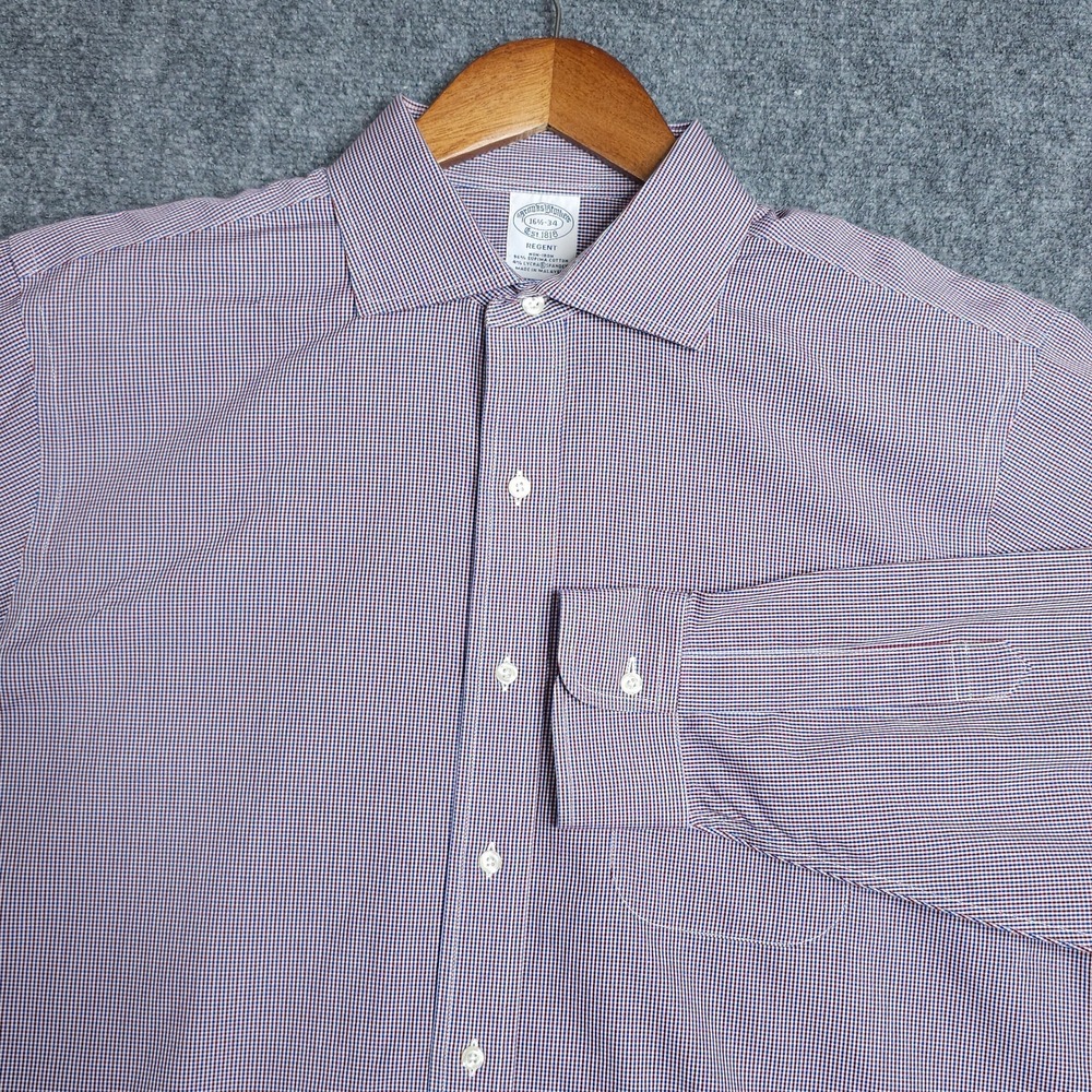 Brooks Brothers Regent Shirt Mens 16.5 Non Iron Supima Cotton Stretch‎ Gingham